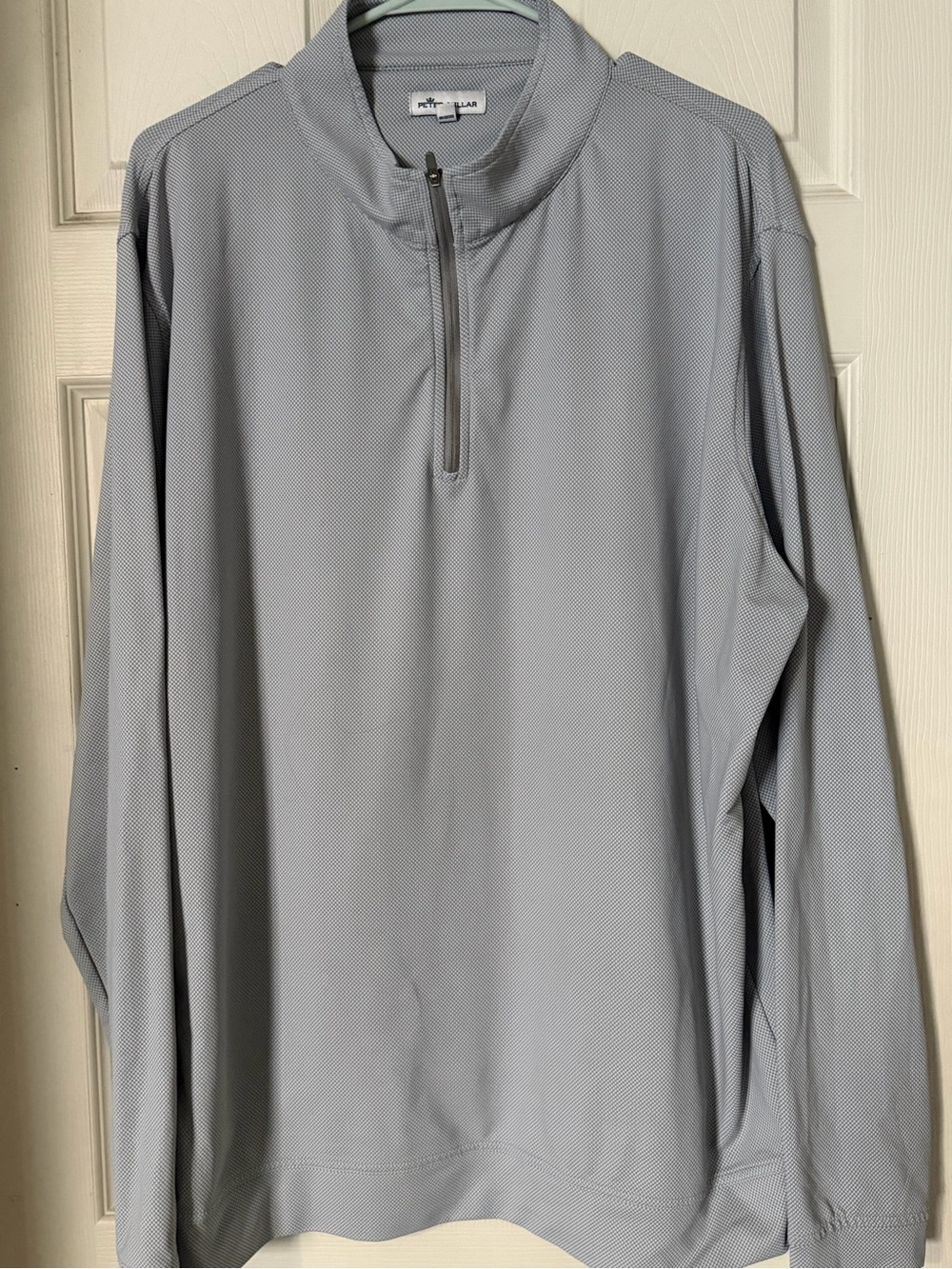 Peter Millar Pale Blue Zip Mock-Neck Pullover